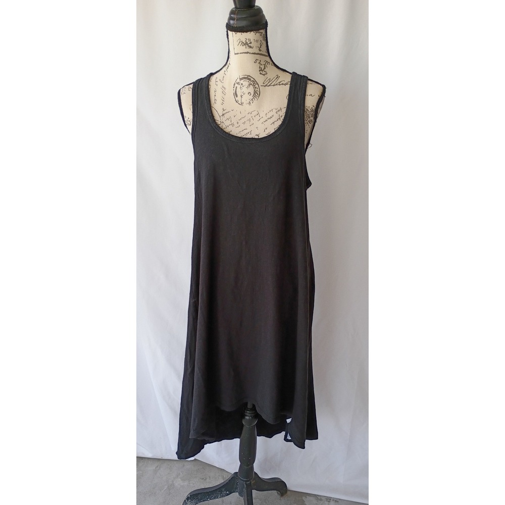 J.Crew‎ Black Cotton Racerback High-Low Tank Dress Womens M Sleeveless Casual - Picture 4 of 6
